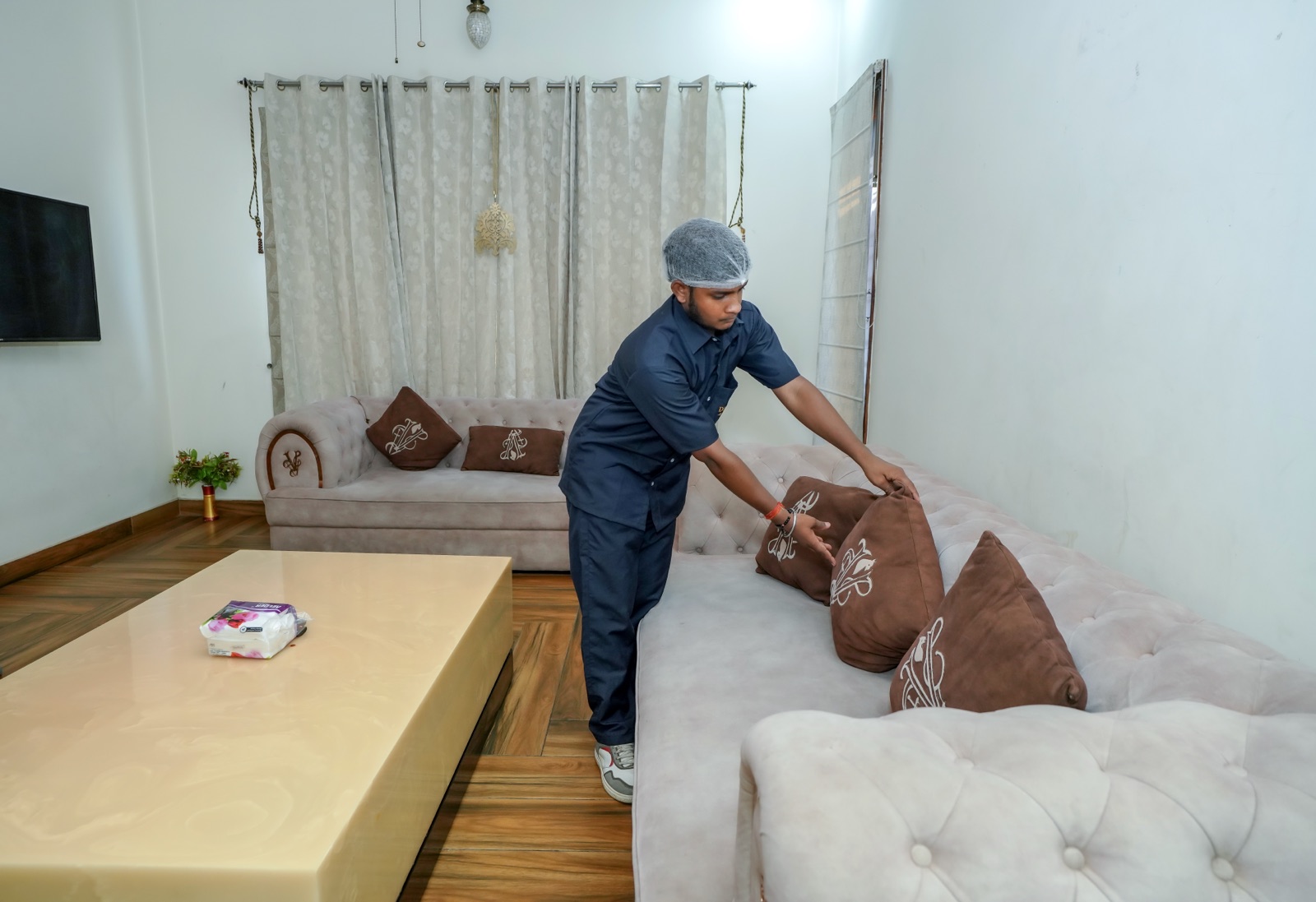 Our butler tending to a well-kept living room
